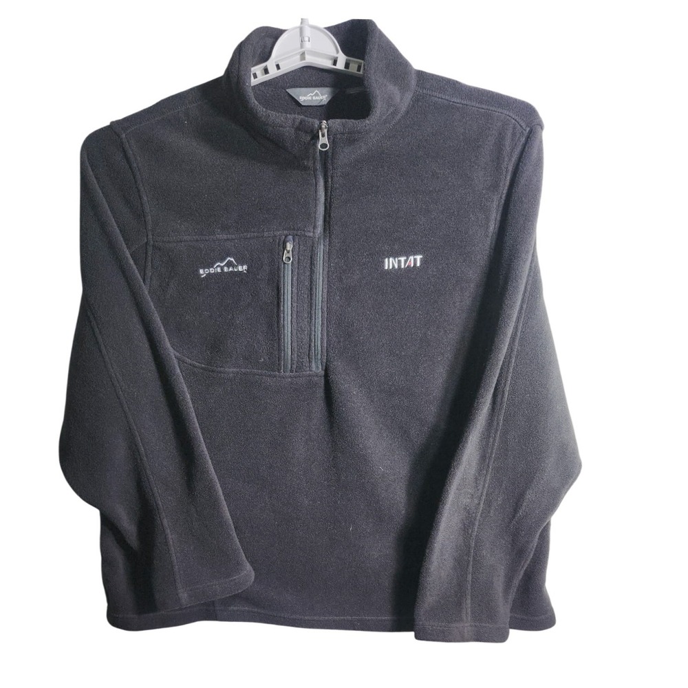 Eddie Bauer Black‎ Fleece 1/4 Zip Pullover Sweater Men's 2XL "INTAT" Logo